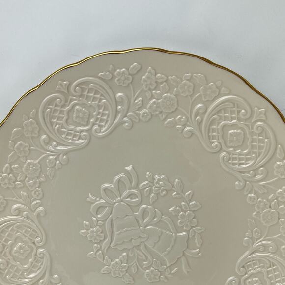 Lenox Wedding Bells Promises Ivory Gold Trim Marriage Keepsake Plate Platter - Picture 2 of 9